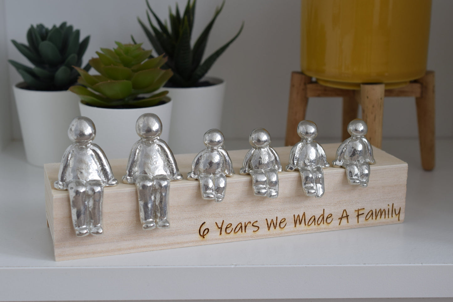 6 Years We Made a Family Sculpture Figurines - 6th Anniversary | Years 1 to 30 Available | Wooden Box Size & Grain Will Vary