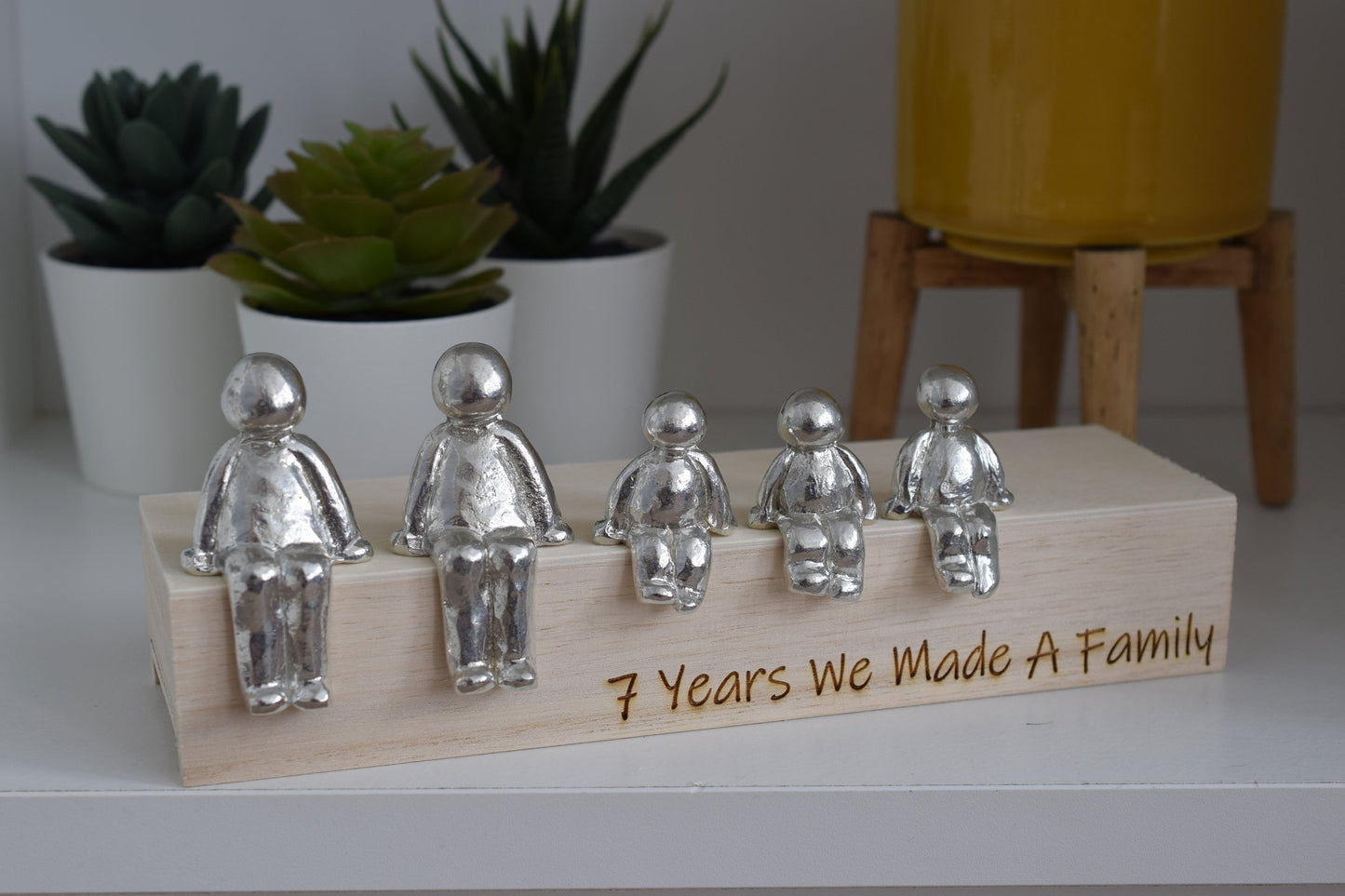 7 Years We Made a Family Sculpture Figurines - 7th Anniversary | Years 1 to 30 Available | Wooden Box Size & Grain Will Vary