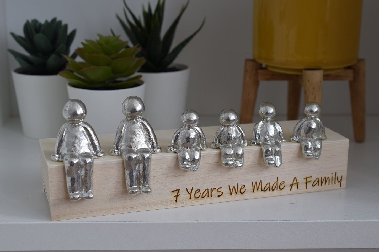 7 Years We Made a Family Sculpture Figurines - 7th Anniversary | Years 1 to 30 Available | Wooden Box Size & Grain Will Vary