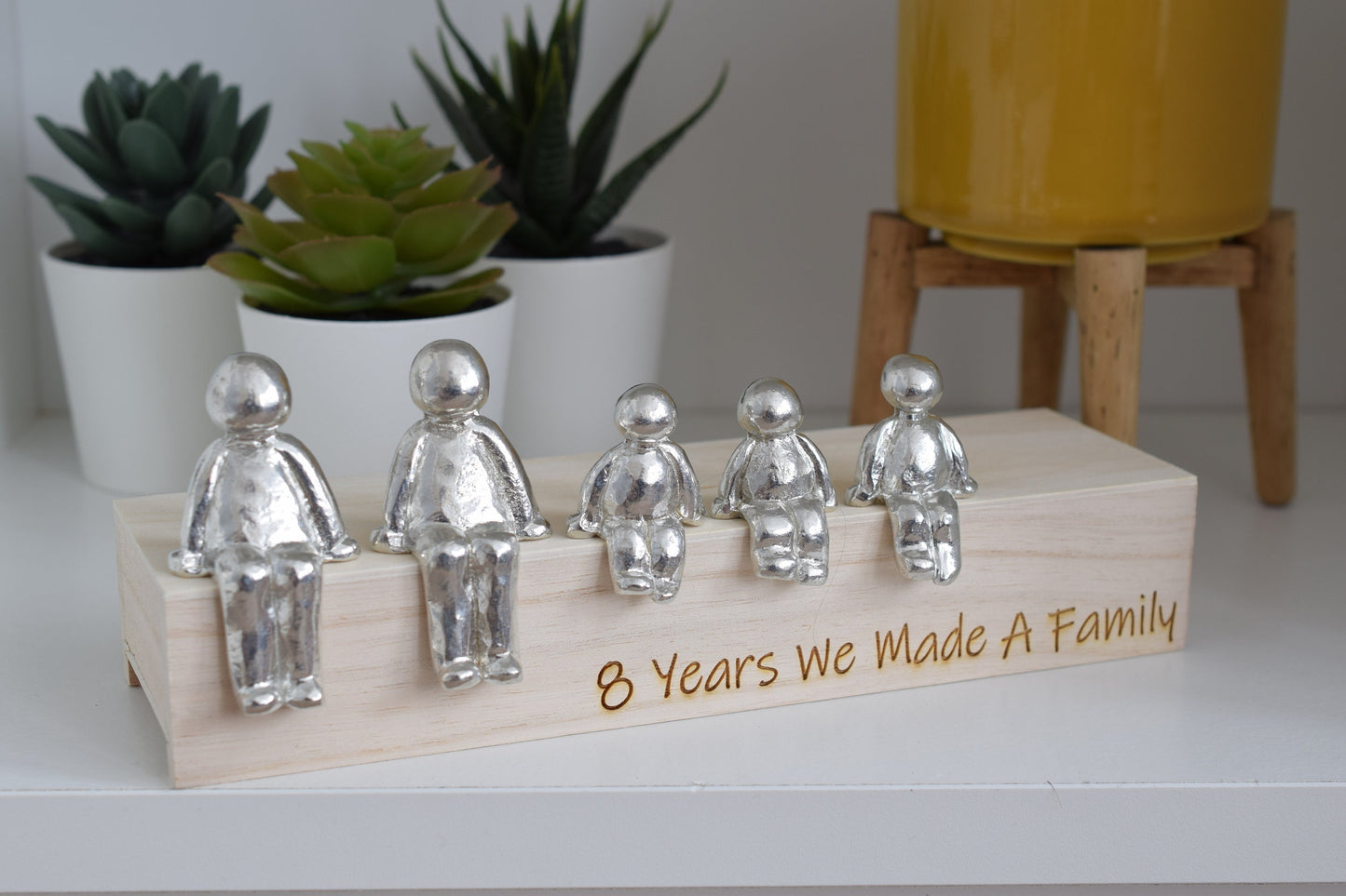 8 Years We Made a Family Sculpture Figurines - 8th Anniversary | Years 1 to 30 Available | Wooden Box Size & Grain Will Vary