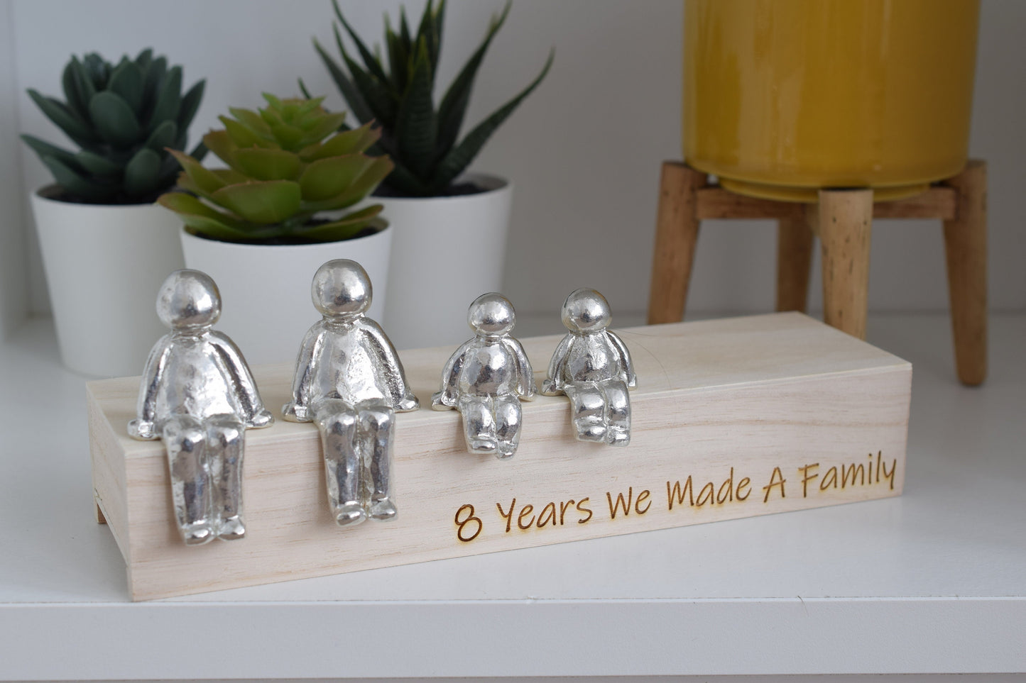 8 Years We Made a Family Sculpture Figurines - 8th Anniversary | Years 1 to 30 Available | Wooden Box Size & Grain Will Vary