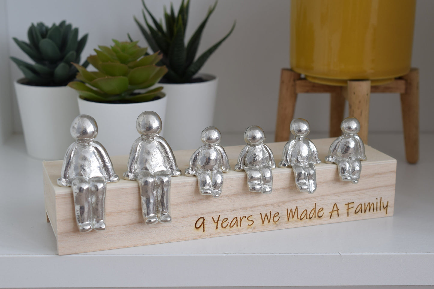 9 Years We Made a Family Sculpture Figurines - 9th Anniversary | Years 1 to 30 Available | Wooden Box Size & Grain Will Vary