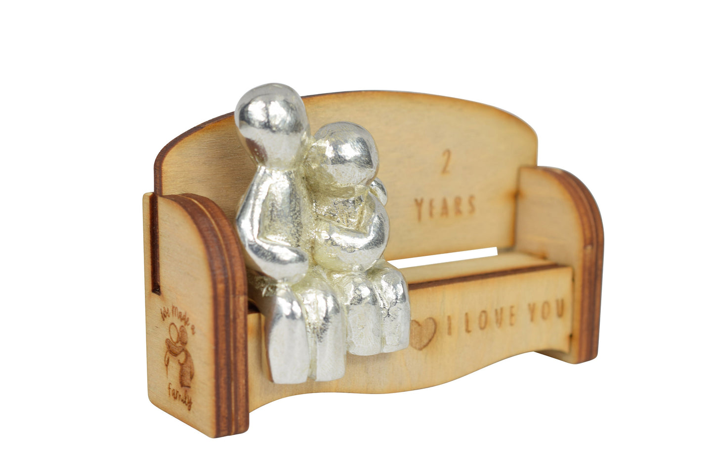 2 Years - Cuddling Couple on the Sofa | I Love You Gift | Wooden Sofa Bench | Part of the We Made a Family Range