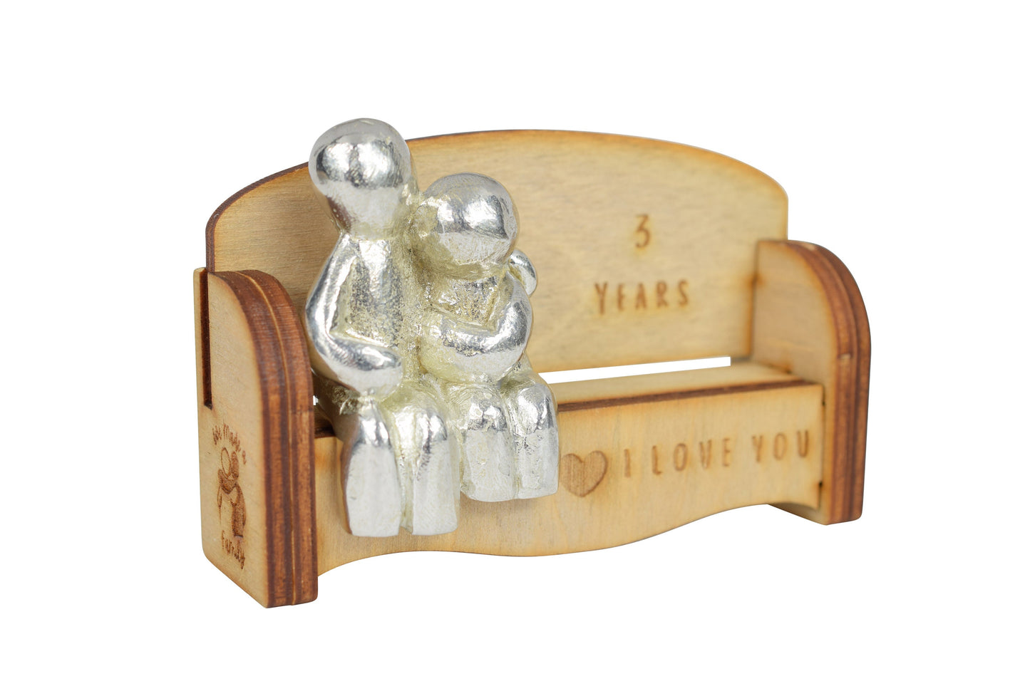 3 Years - Cuddling Couple on the Sofa | I Love You Gift | Wooden Sofa Bench | Part of the We Made a Family Range