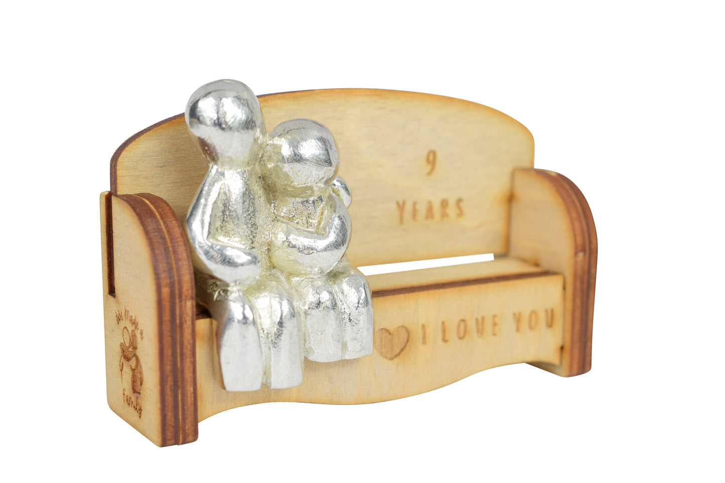 9 Years - Cuddling Couple on the Sofa | I Love You Gift | Wooden Sofa Bench | Part of the We Made a Family Range