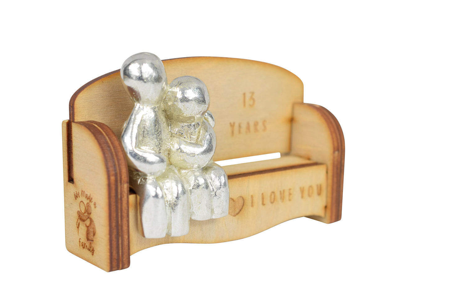 13 Years - Cuddling Couple on the Sofa | I Love You Gift | Wooden Sofa Bench | Part of the We Made a Family Range