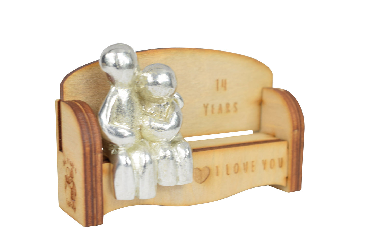 14 Years - Cuddling Couple on the Sofa | I Love You Gift | Wooden Sofa Bench | Part of the We Made a Family Range