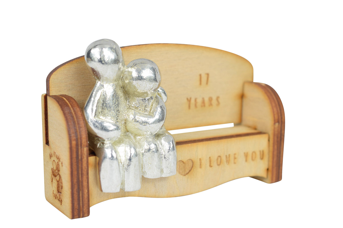 17 Years - Cuddling Couple on the Sofa | I Love You Gift | Wooden Sofa Bench | Part of the We Made a Family Range