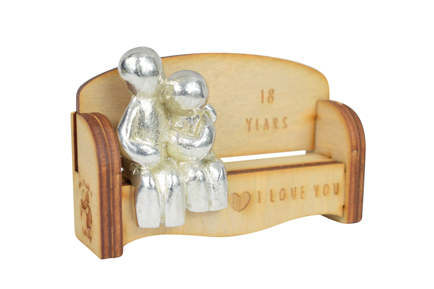 18 Years - Cuddling Couple on the Sofa | I Love You Gift | Wooden Sofa Bench | Part of the We Made a Family Range