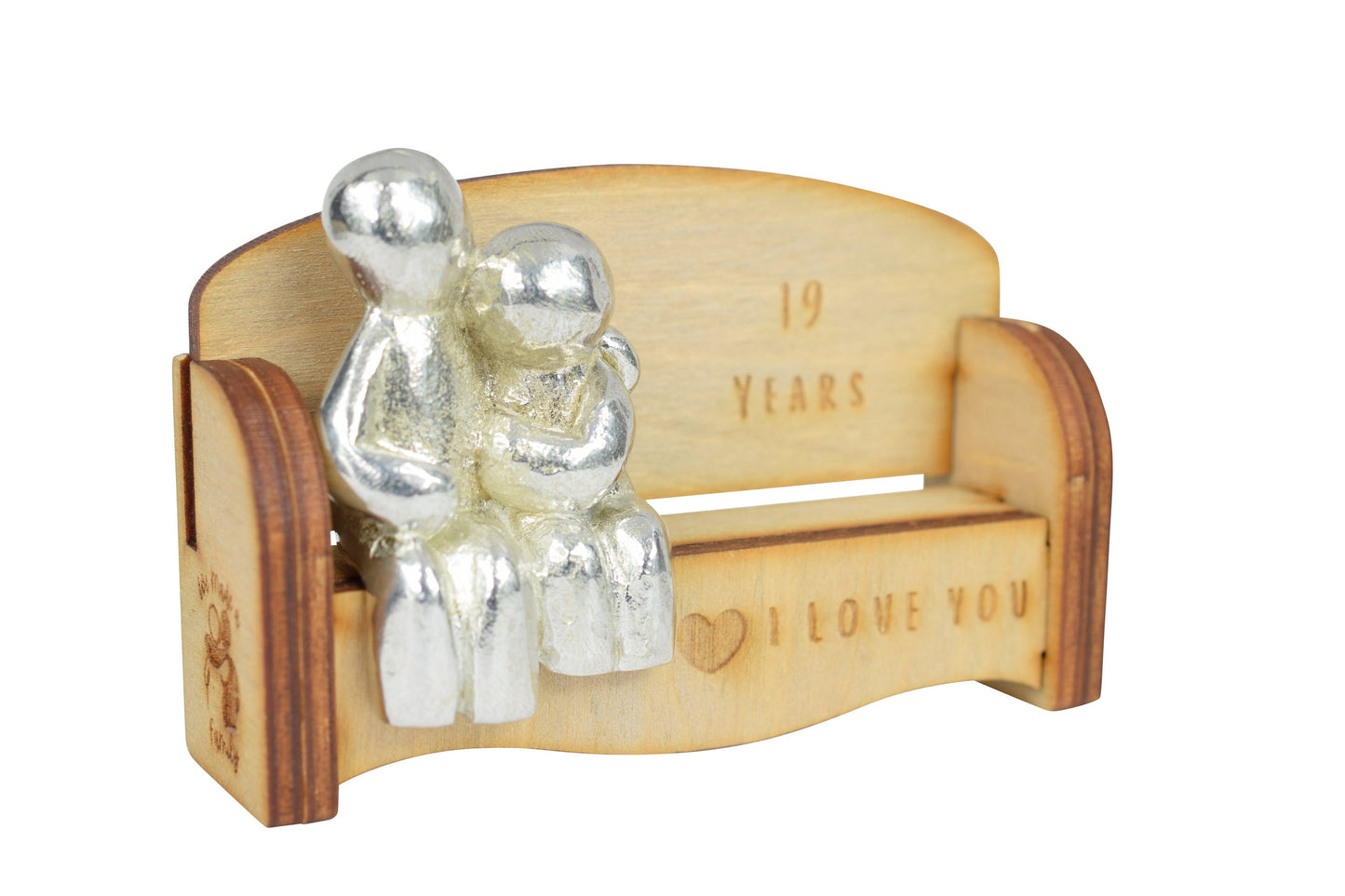 19 Years - Cuddling Couple on the Sofa | I Love You Gift | Wooden Sofa Bench | Part of the We Made a Family Range