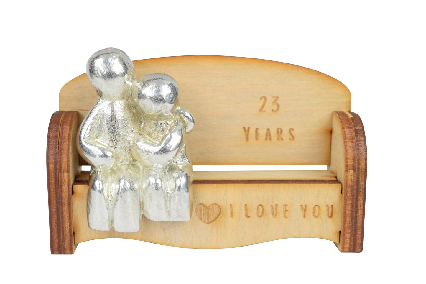 23 Years - Cuddling Couple on the Sofa | I Love You Gift | Wooden Sofa Bench | Part of the We Made a Family Range
