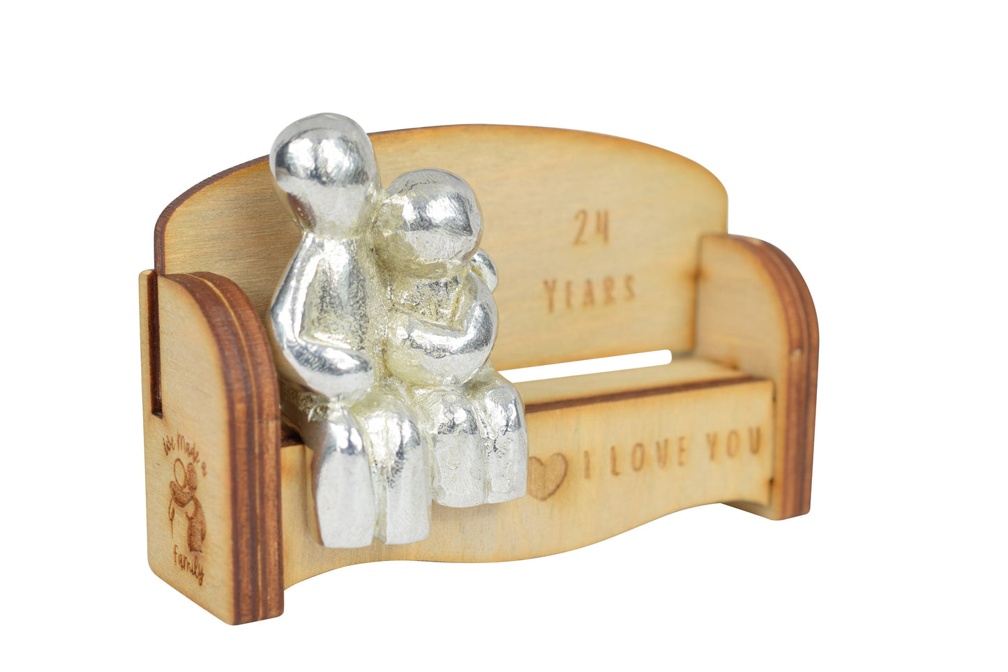 24 Years - Cuddling Couple on the Sofa | I Love You Gift | Wooden Sofa Bench | Part of the We Made a Family Range