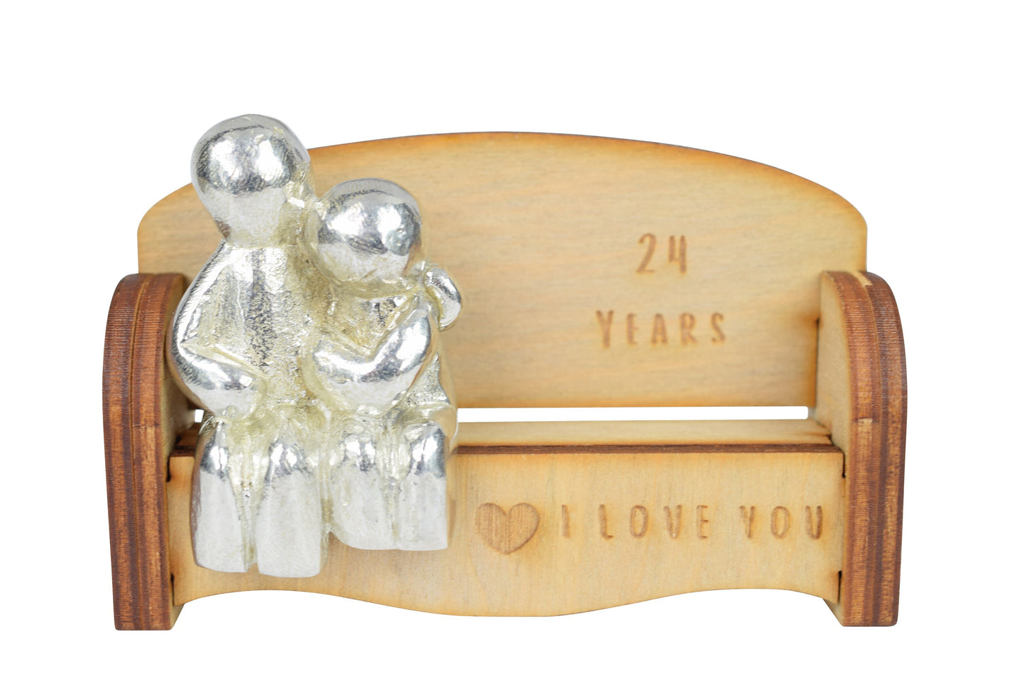 24 Years - Cuddling Couple on the Sofa | I Love You Gift | Wooden Sofa Bench | Part of the We Made a Family Range