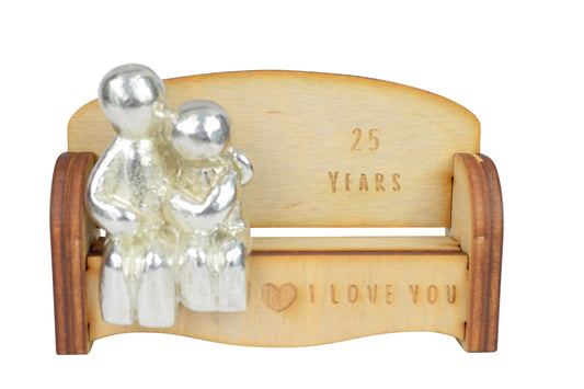 25 Years - Cuddling Couple on the Sofa | I Love You Gift | Wooden Sofa Bench | Part of the We Made a Family Range