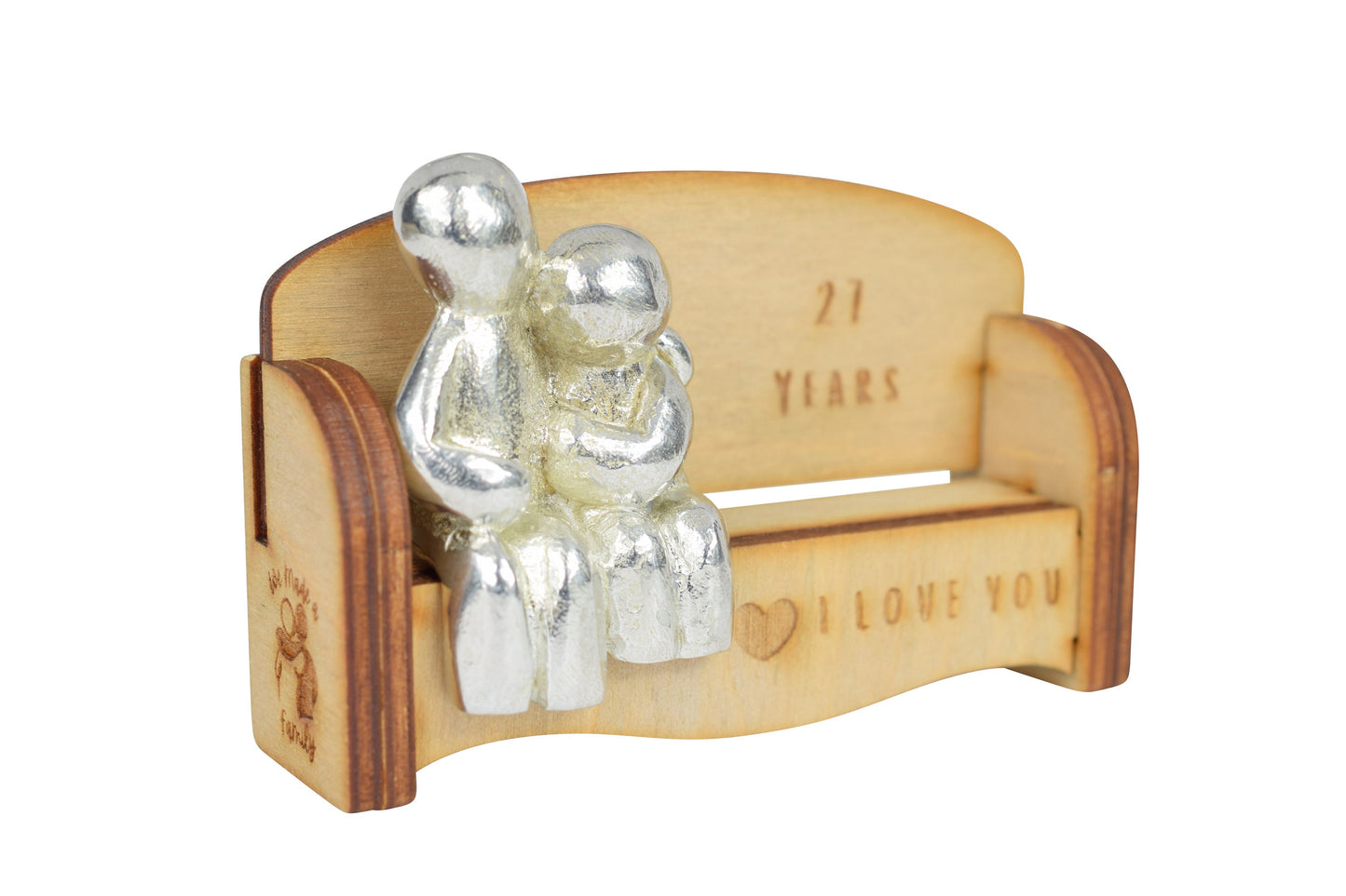 27 Years - Cuddling Couple on the Sofa | I Love You Gift | Wooden Sofa Bench | Part of the We Made a Family Range