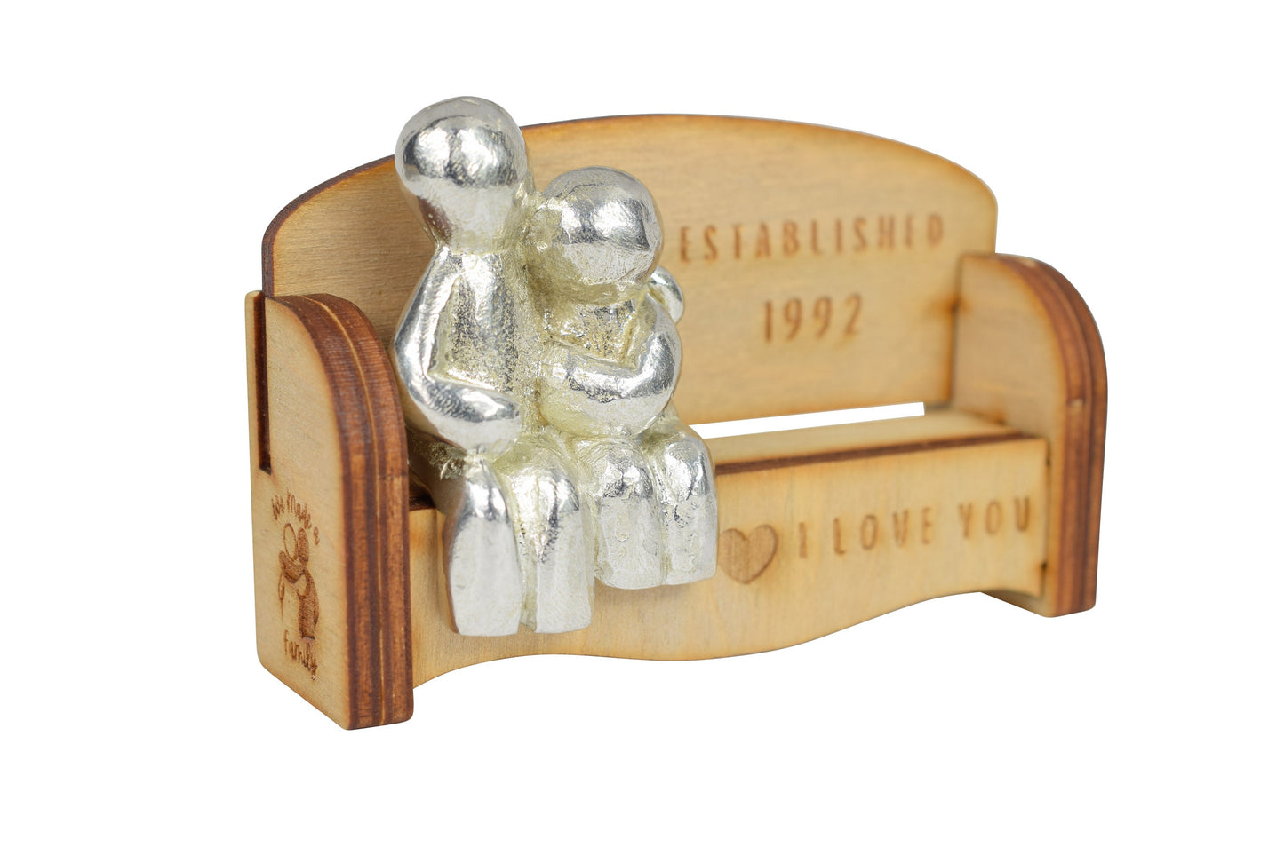 Established 1992 - Cuddling Couple on the Sofa | I Love You Gift | Wooden Sofa Bench | Part of the We Made a Family Range