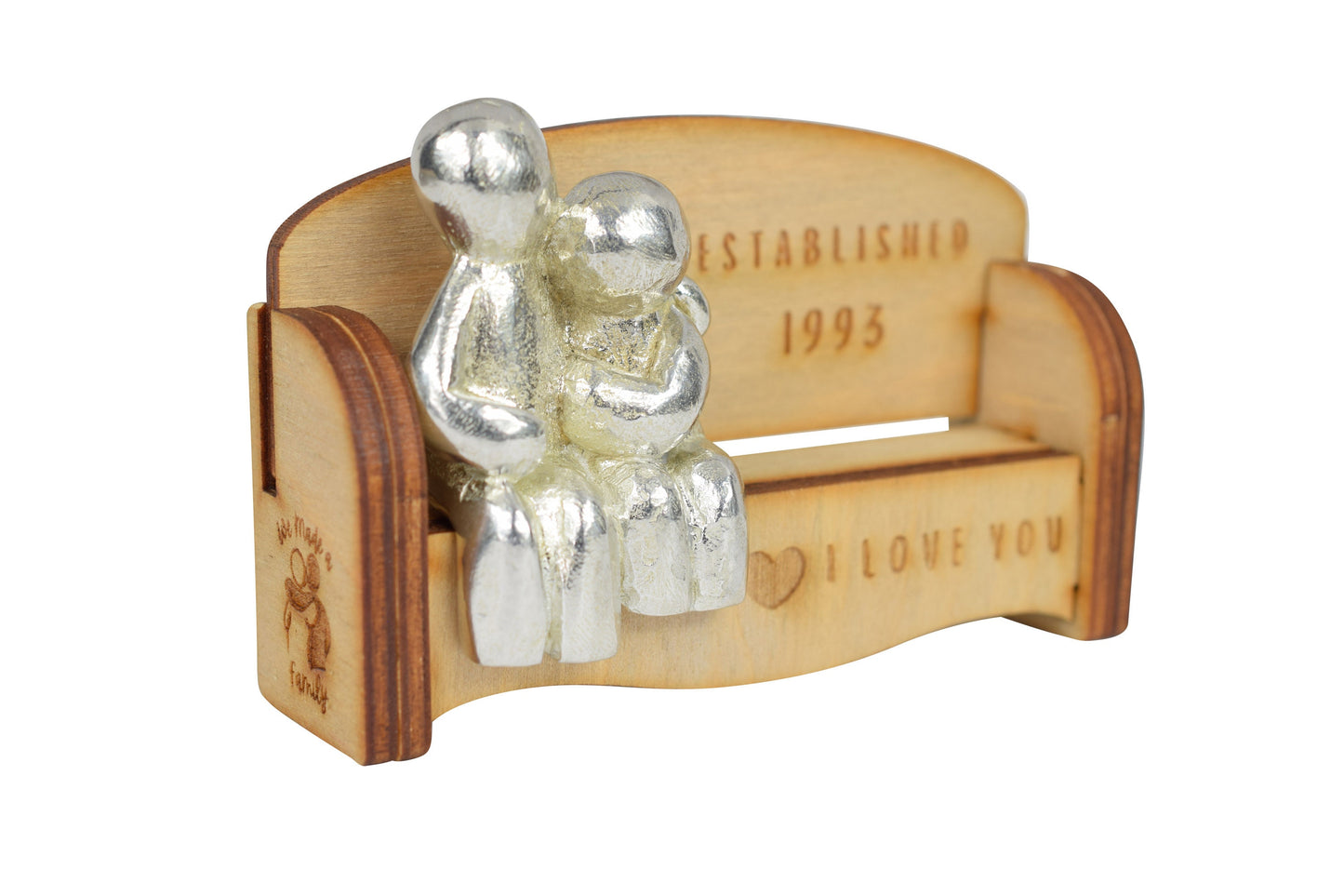 Established 1993 - Cuddling Couple on the Sofa | I Love You Gift | Wooden Sofa Bench | Part of the We Made a Family Range
