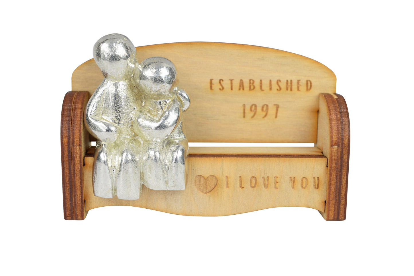 Established 1997 - Cuddling Couple on the Sofa | I Love You Gift | Wooden Sofa Bench | Part of the We Made a Family Range