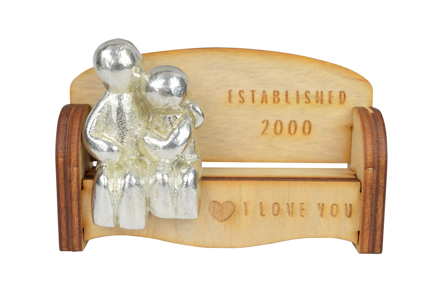 Established 2000 - Cuddling Couple on the Sofa | I Love You Gift | Wooden Sofa Bench | Part of the We Made a Family Range