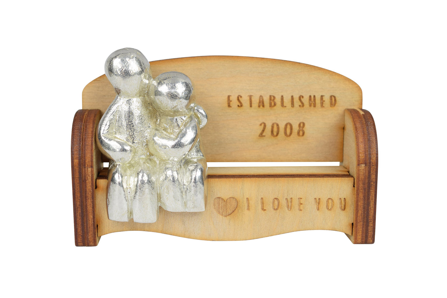 Established 2008 - Cuddling Couple on the Sofa | I Love You Gift | Wooden Sofa Bench | Part of the We Made a Family Range