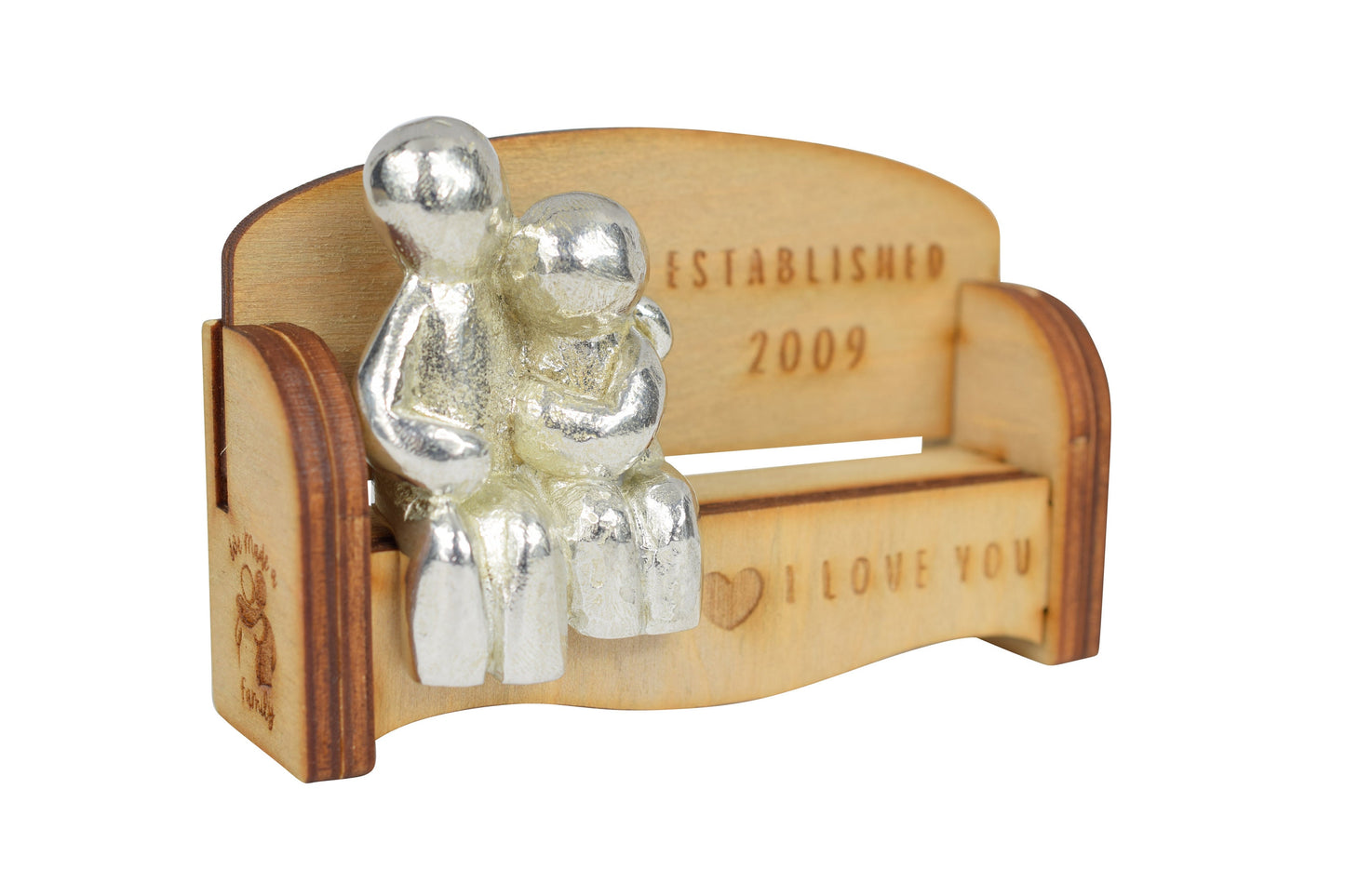 Established 2009 - Cuddling Couple on the Sofa | I Love You Gift | Wooden Sofa Bench | Part of the We Made a Family Range