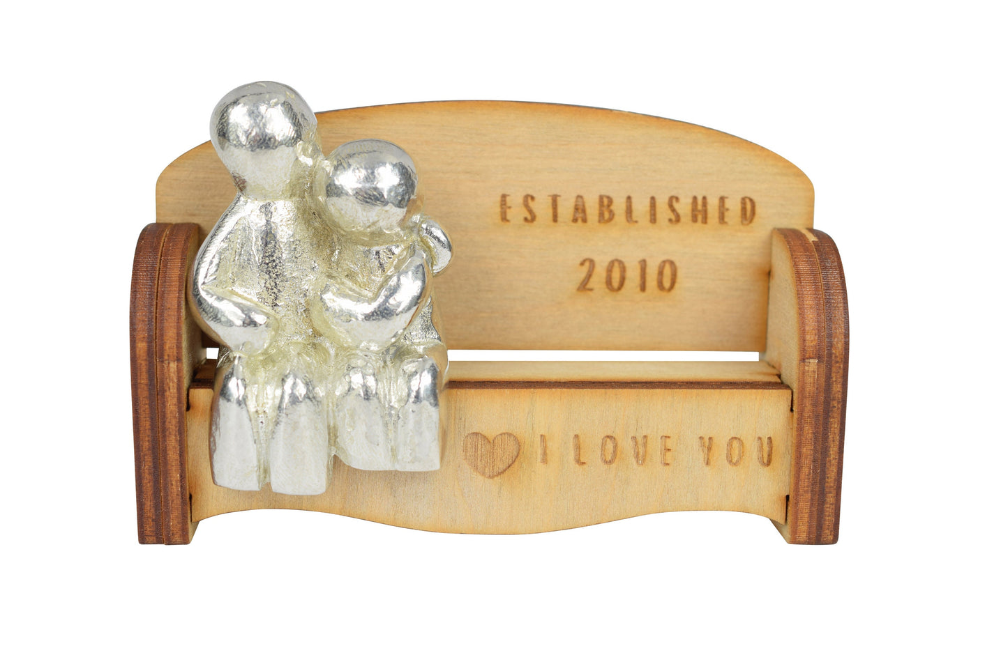 Established 2010 - Cuddling Couple on the Sofa | I Love You Gift | Wooden Sofa Bench | Part of the We Made a Family Range