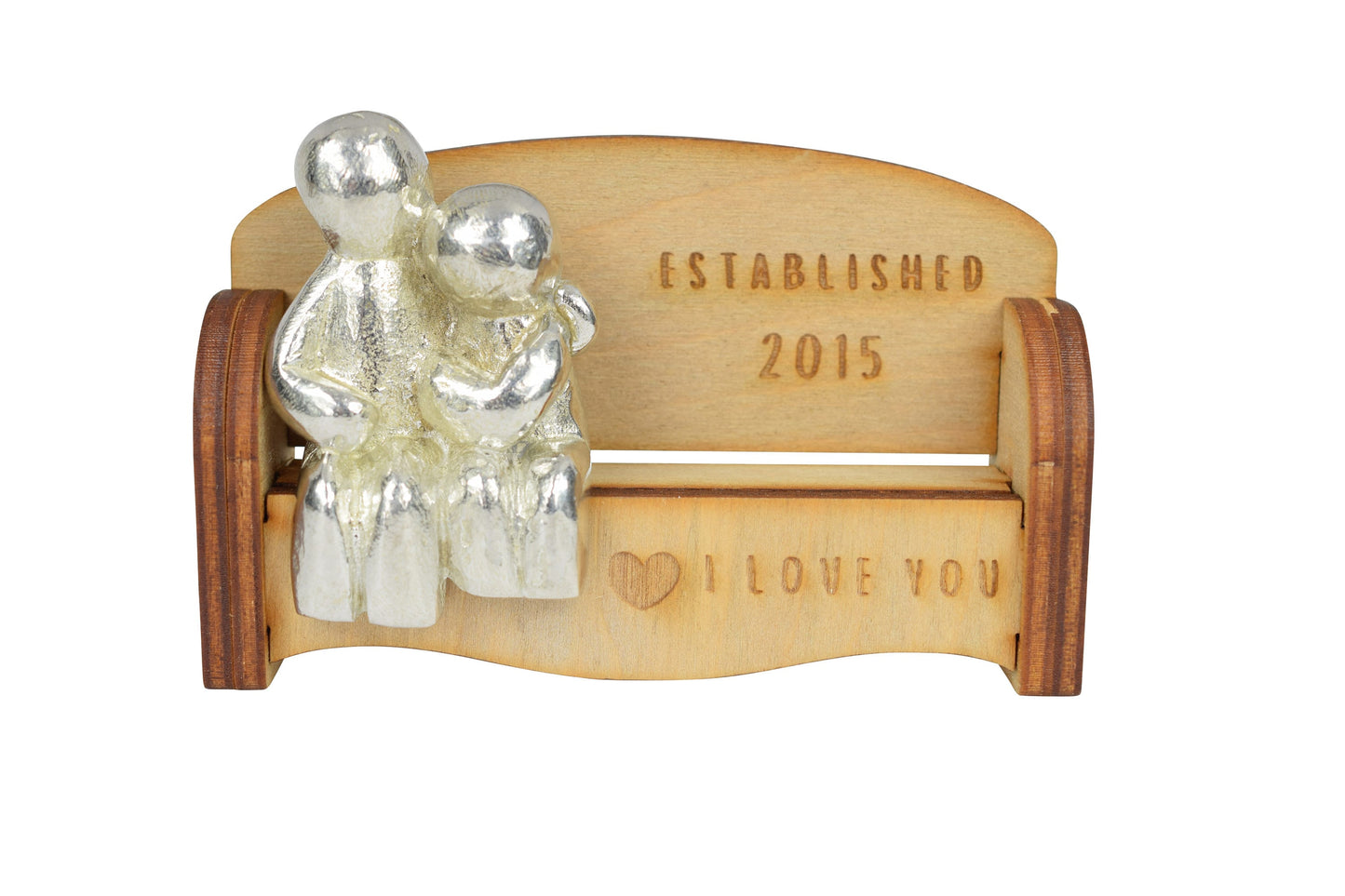 Established 2015 - Cuddling Couple on the Sofa | I Love You Gift | Wooden Sofa Bench | Part of the We Made a Family Range