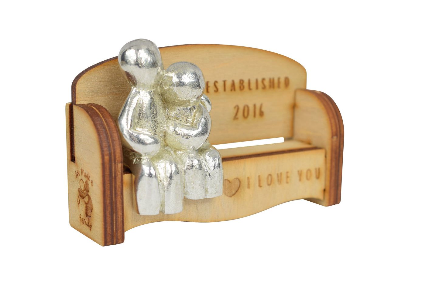 Established 2016 - Cuddling Couple on the Sofa | I Love You Gift | Wooden Sofa Bench | Part of the We Made a Family Range