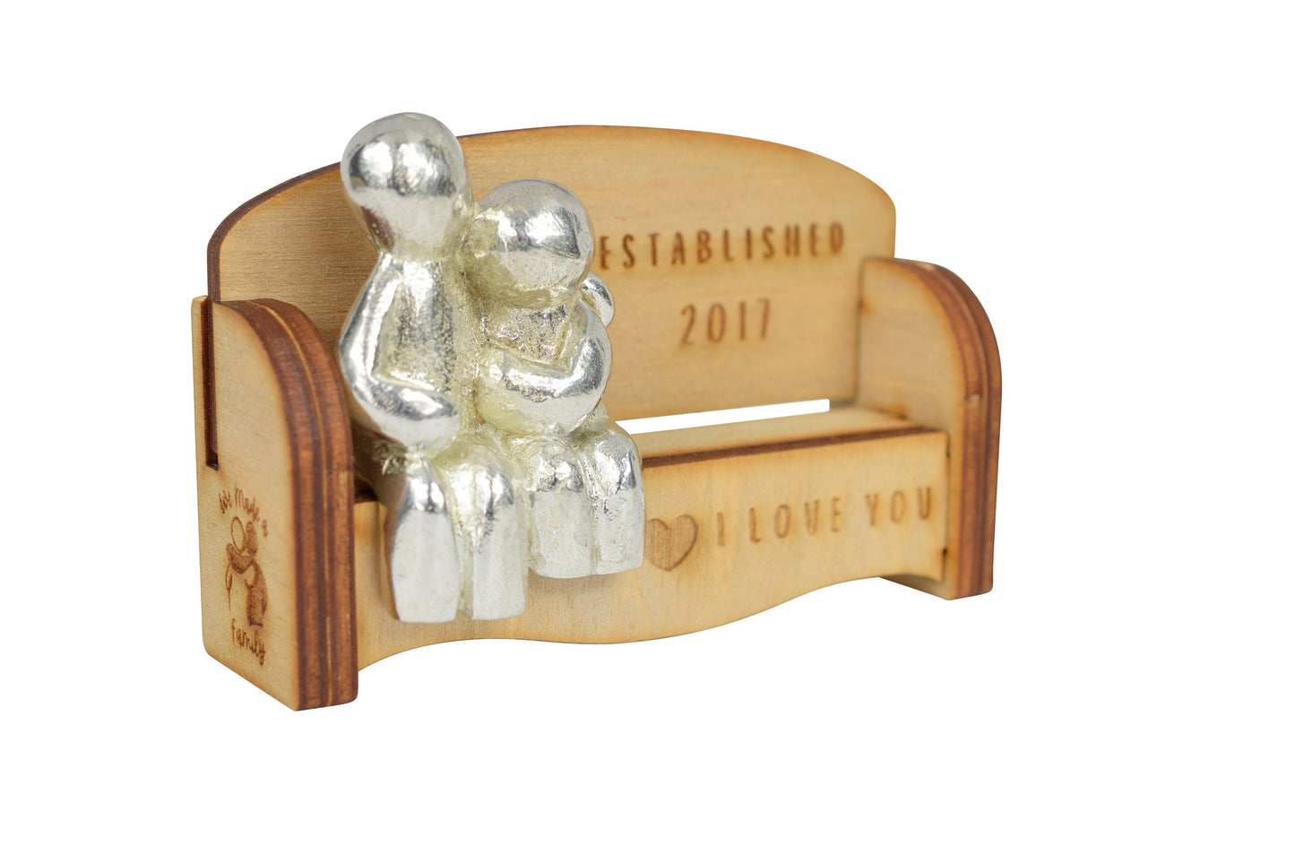 Established 2017 - Cuddling Couple on the Sofa | I Love You Gift | Wooden Sofa Bench | Part of the We Made a Family Range