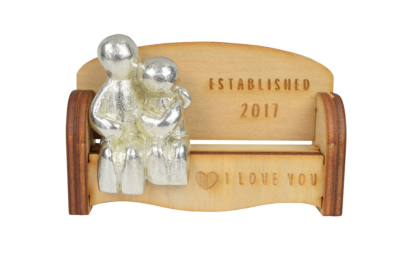 Established 2017 - Cuddling Couple on the Sofa | I Love You Gift | Wooden Sofa Bench | Part of the We Made a Family Range