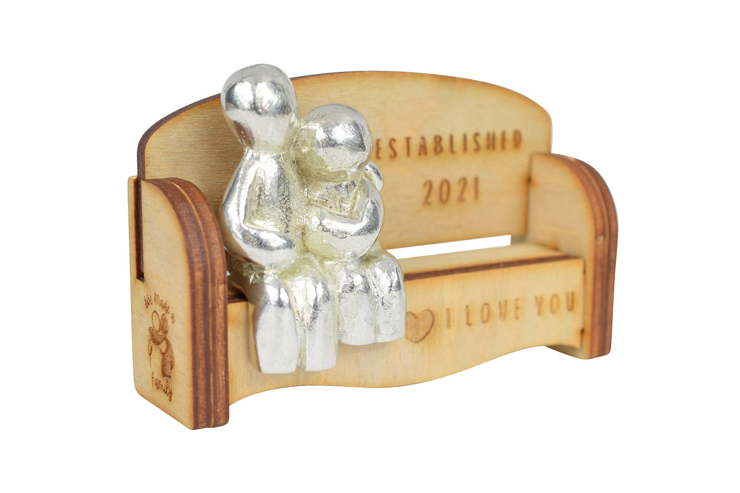 Established 2021 - Cuddling Couple on the Sofa | I Love You Gift | Wooden Sofa Bench | Part of the We Made a Family Range