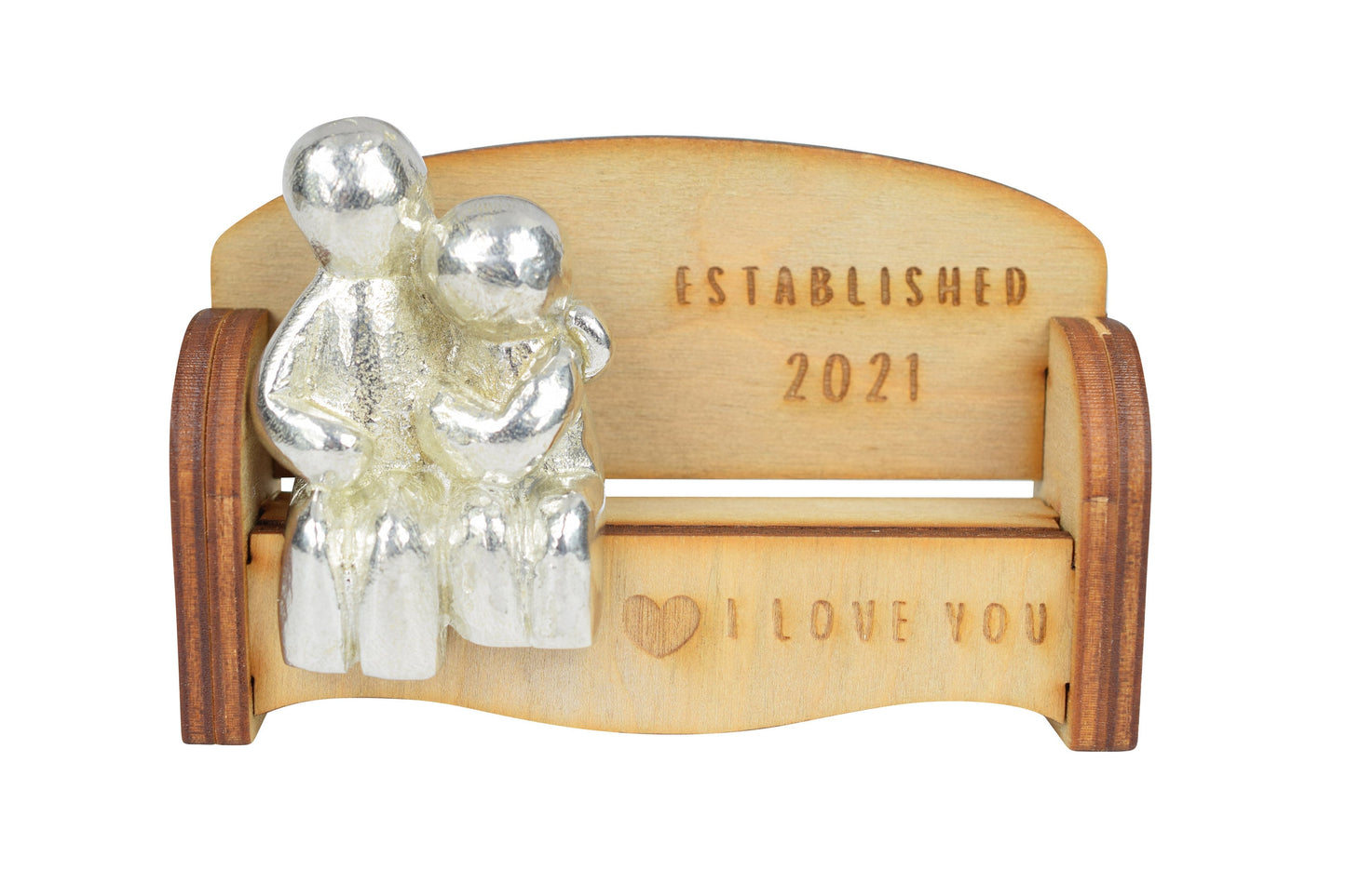 Established 2021 - Cuddling Couple on the Sofa | I Love You Gift | Wooden Sofa Bench | Part of the We Made a Family Range