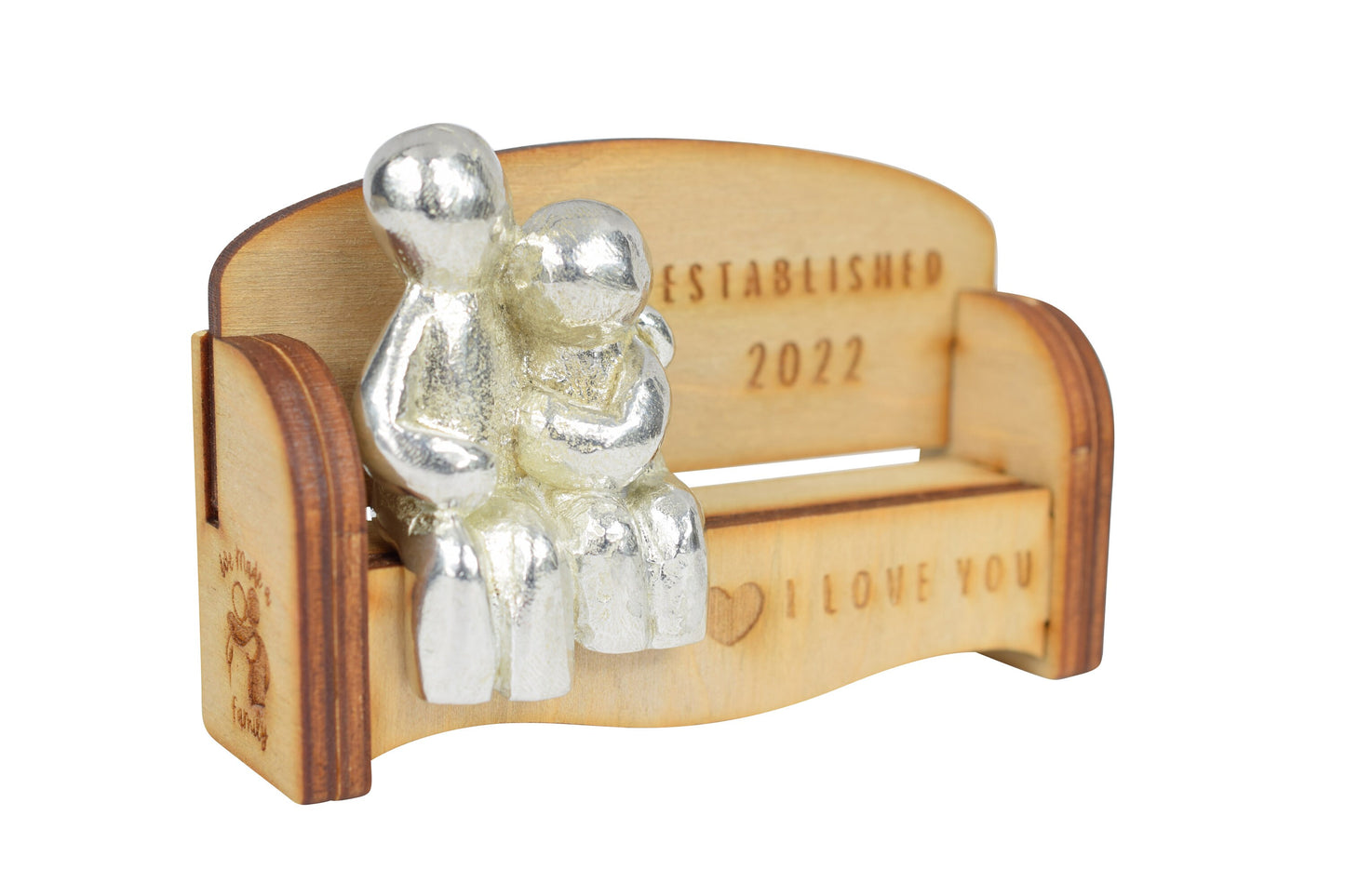 Established 2022 - Cuddling Couple on the Sofa | I Love You Gift | Wooden Sofa Bench | Part of the We Made a Family Range
