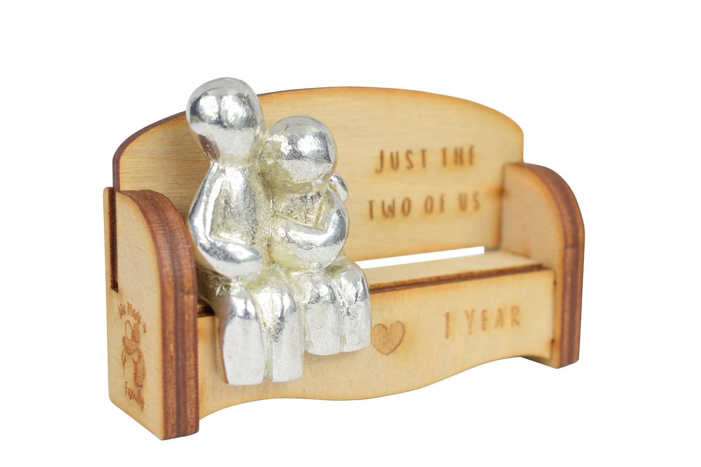 Just the two of us - 1 Year | Cuddling Couple on the Sofa | I Love You Gift | Wooden Sofa Bench | Part of the We Made a Family Range