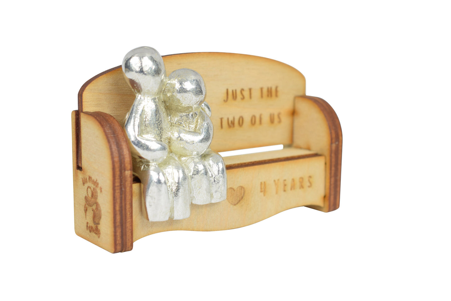 Just the two of us - 4 Years | Cuddling Couple on the Sofa | I Love You Gift | Wooden Sofa Bench | Part of the We Made a Family Range