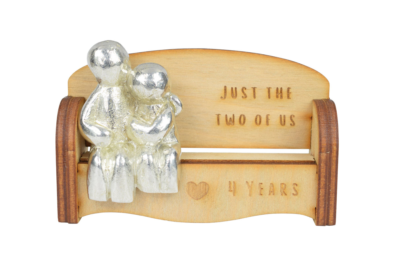 Just the two of us - 4 Years | Cuddling Couple on the Sofa | I Love You Gift | Wooden Sofa Bench | Part of the We Made a Family Range