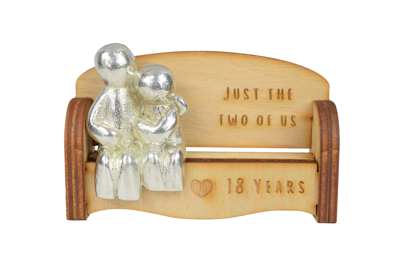 Just the two of us - 18 Years | Cuddling Couple on the Sofa | I Love You Gift | Wooden Sofa Bench | Part of the We Made a Family Range