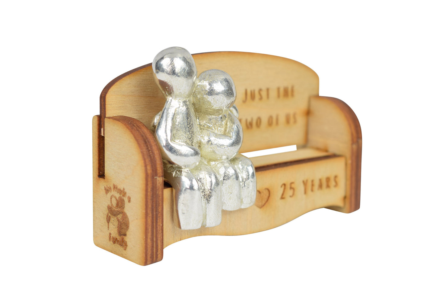 Just the two of us - 25 Years | Cuddling Couple on the Sofa | I Love You Gift | Wooden Sofa Bench | Part of the We Made a Family Range