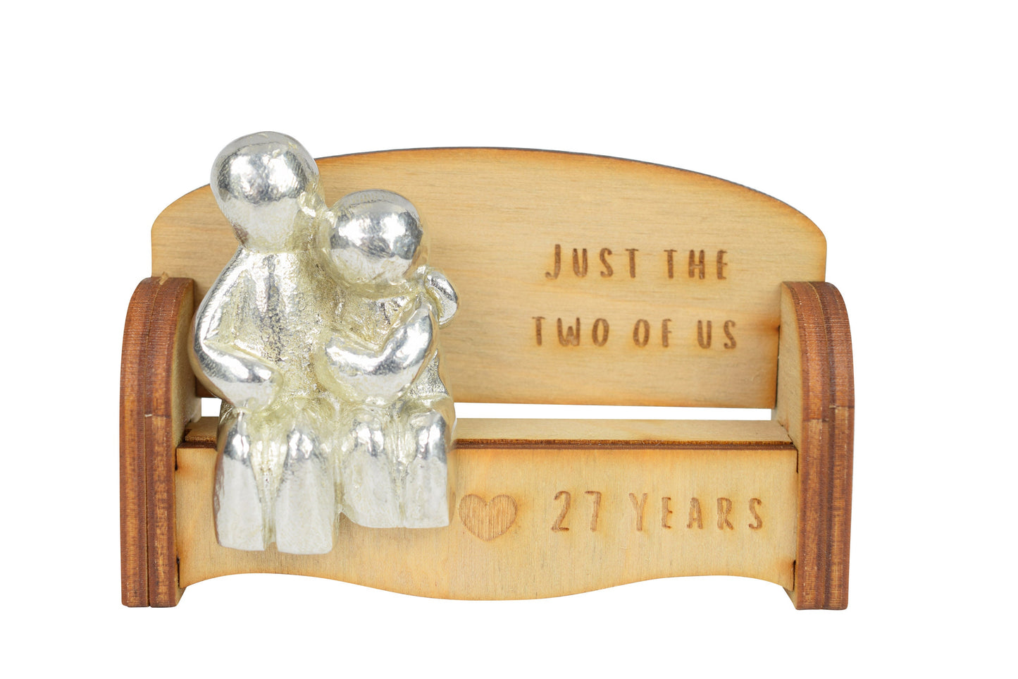 Just the two of us - 27 Years | Cuddling Couple on the Sofa | I Love You Gift | Wooden Sofa Bench | Part of the We Made a Family Range