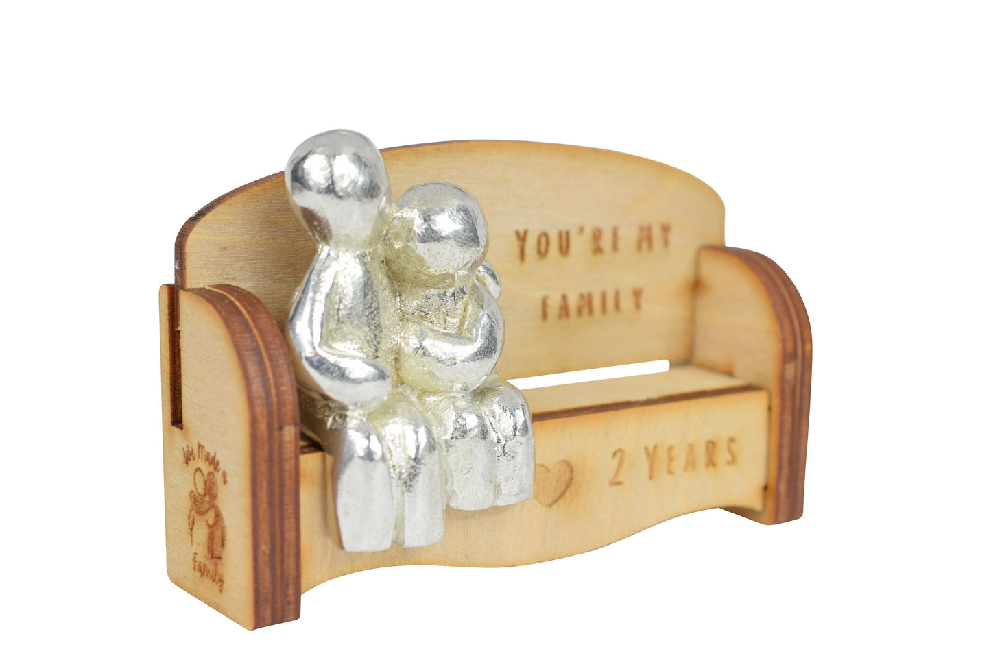You're my family - 2 Years | Cuddling Couple on the Sofa | I Love You Gift | Wooden Sofa Bench | Part of the We Made a Family Range