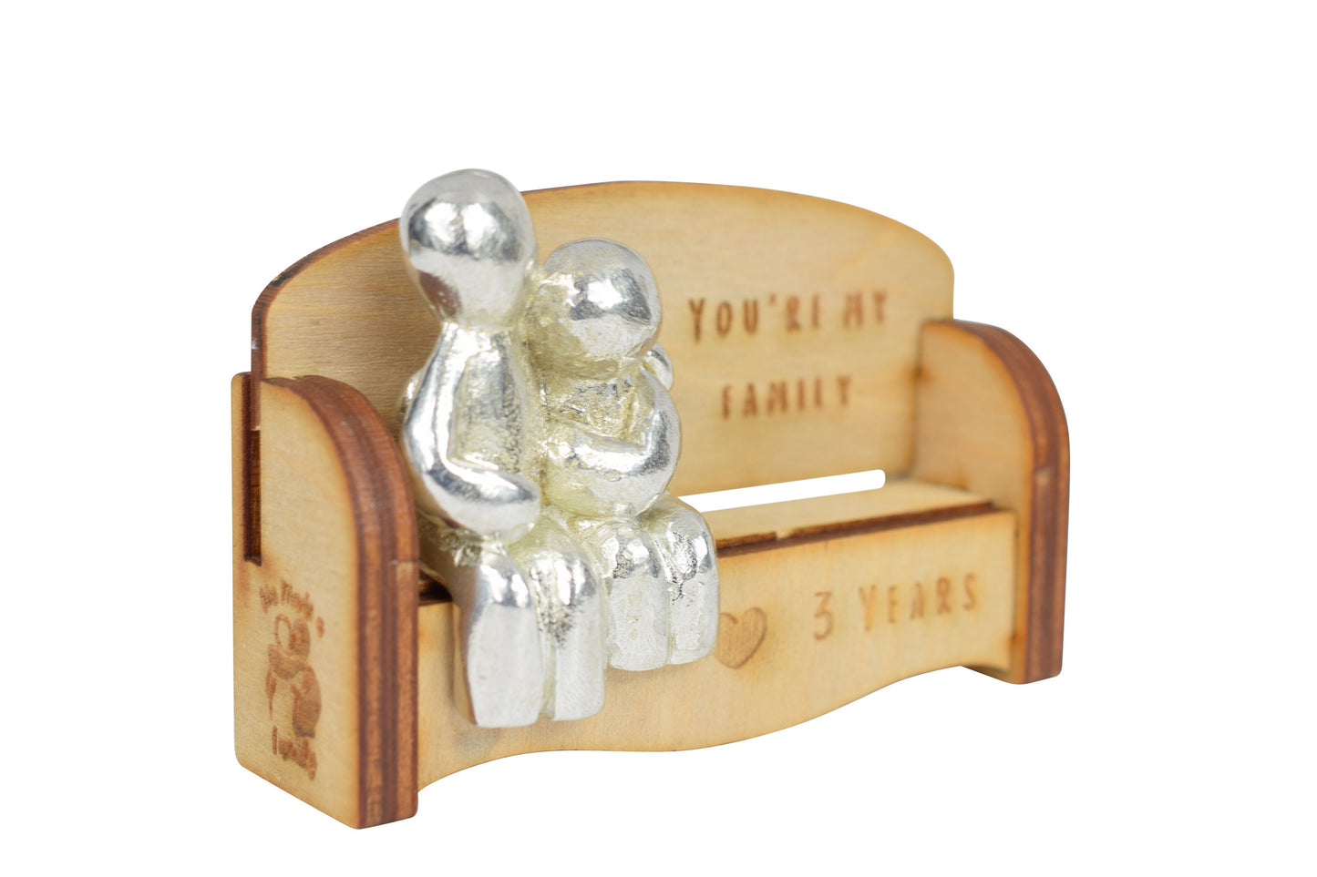 You're my family - 3 Years | Cuddling Couple on the Sofa | I Love You Gift | Wooden Sofa Bench | Part of the We Made a Family Range