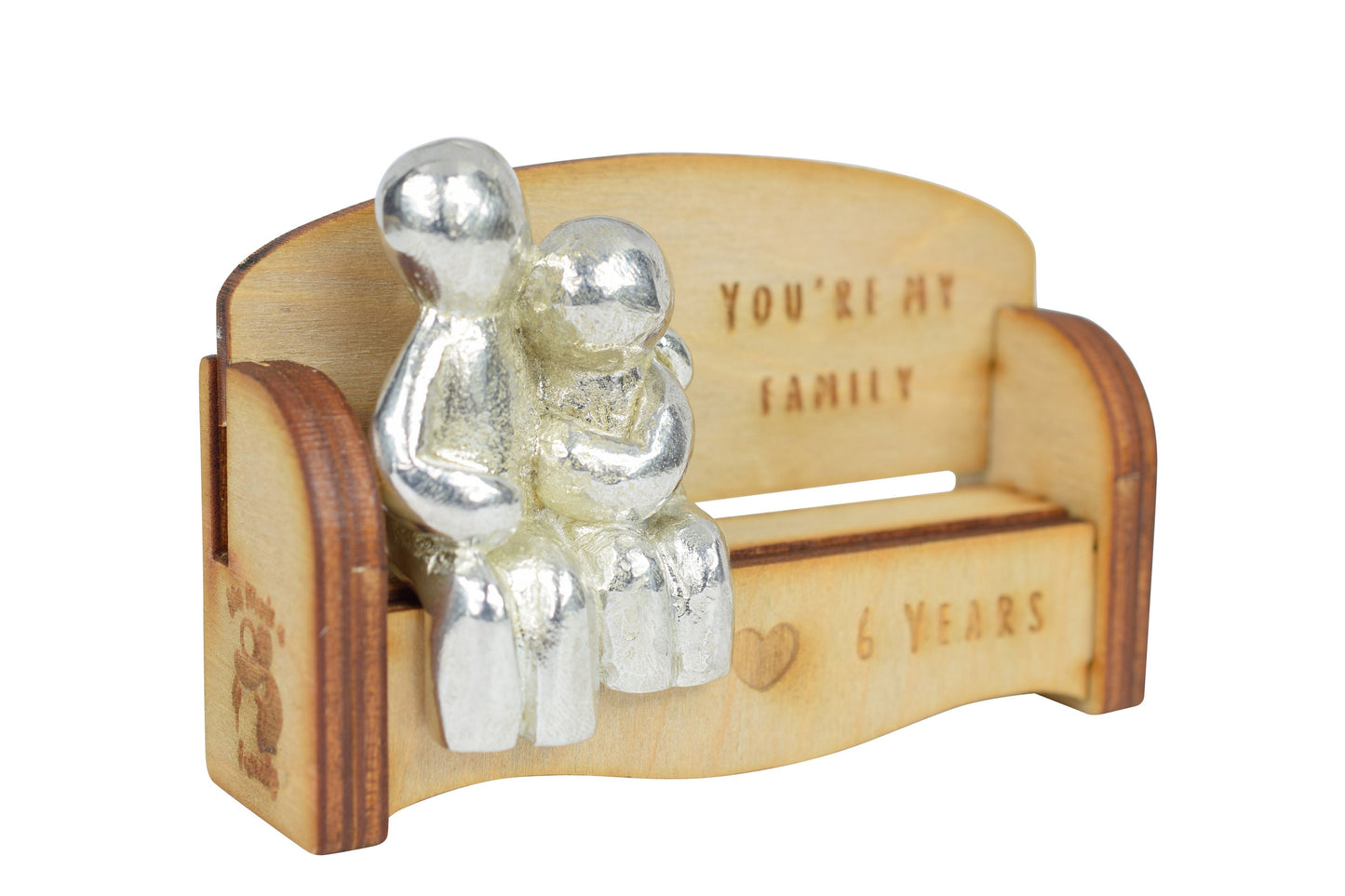You're my family - 6 Years | Cuddling Couple on the Sofa | I Love You Gift | Wooden Sofa Bench | Part of the We Made a Family Range