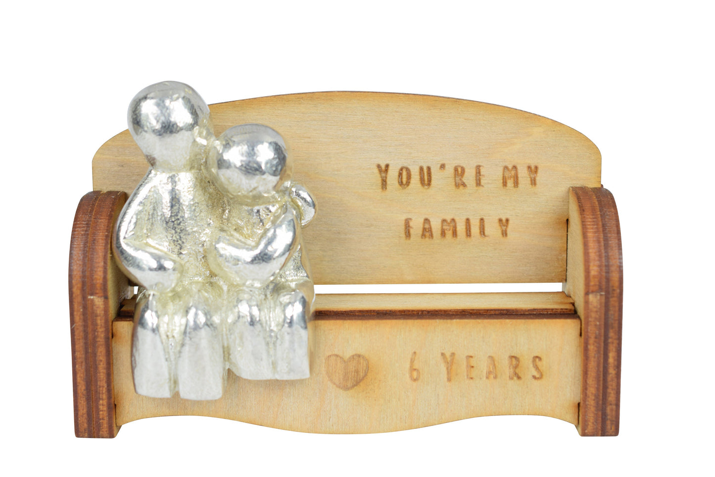 You're my family - 6 Years | Cuddling Couple on the Sofa | I Love You Gift | Wooden Sofa Bench | Part of the We Made a Family Range