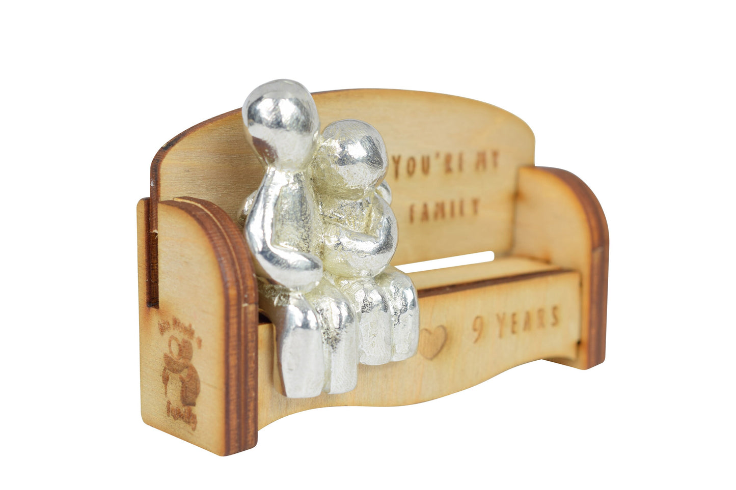 You're my family - 9 Years | Cuddling Couple on the Sofa | I Love You Gift | Wooden Sofa Bench | Part of the We Made a Family Range
