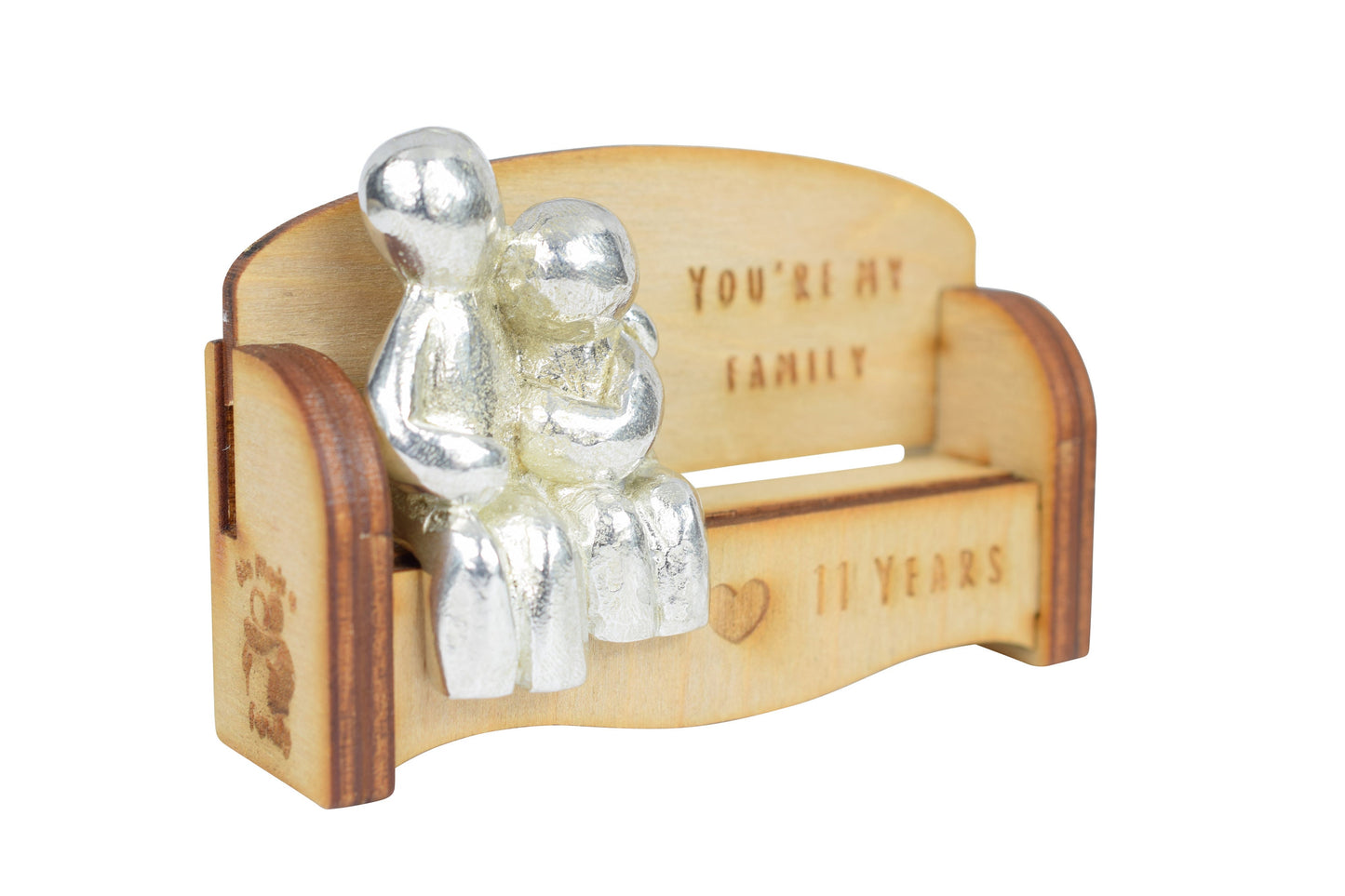 You're my family - 11 Years | Cuddling Couple on the Sofa | I Love You Gift | Wooden Sofa Bench | Part of the We Made a Family Range