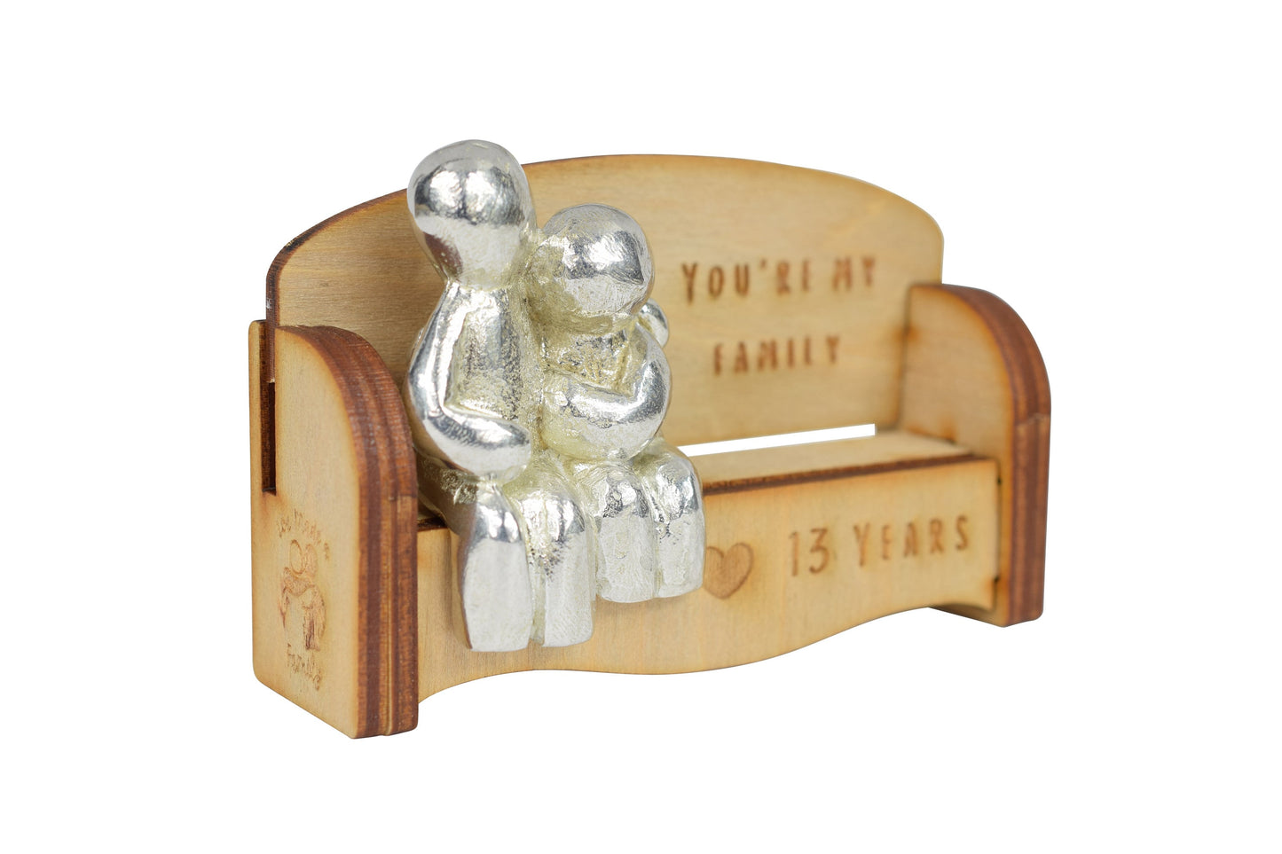 You're my family - 13 Years | Cuddling Couple on the Sofa | I Love You Gift | Wooden Sofa Bench | Part of the We Made a Family Range