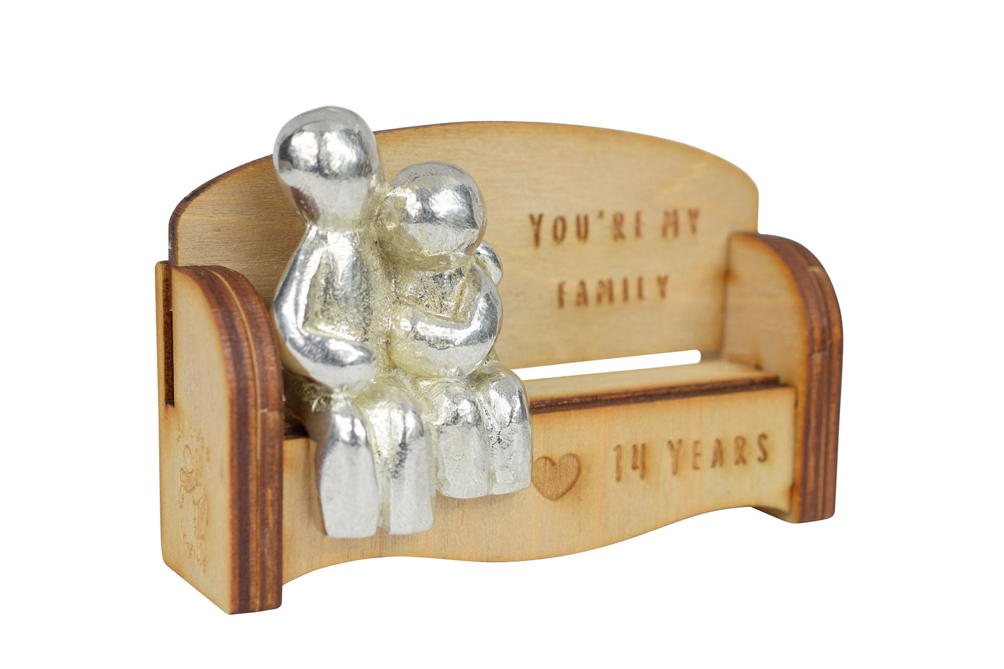 You're my family - 14 Years | Cuddling Couple on the Sofa | I Love You Gift | Wooden Sofa Bench | Part of the We Made a Family Range