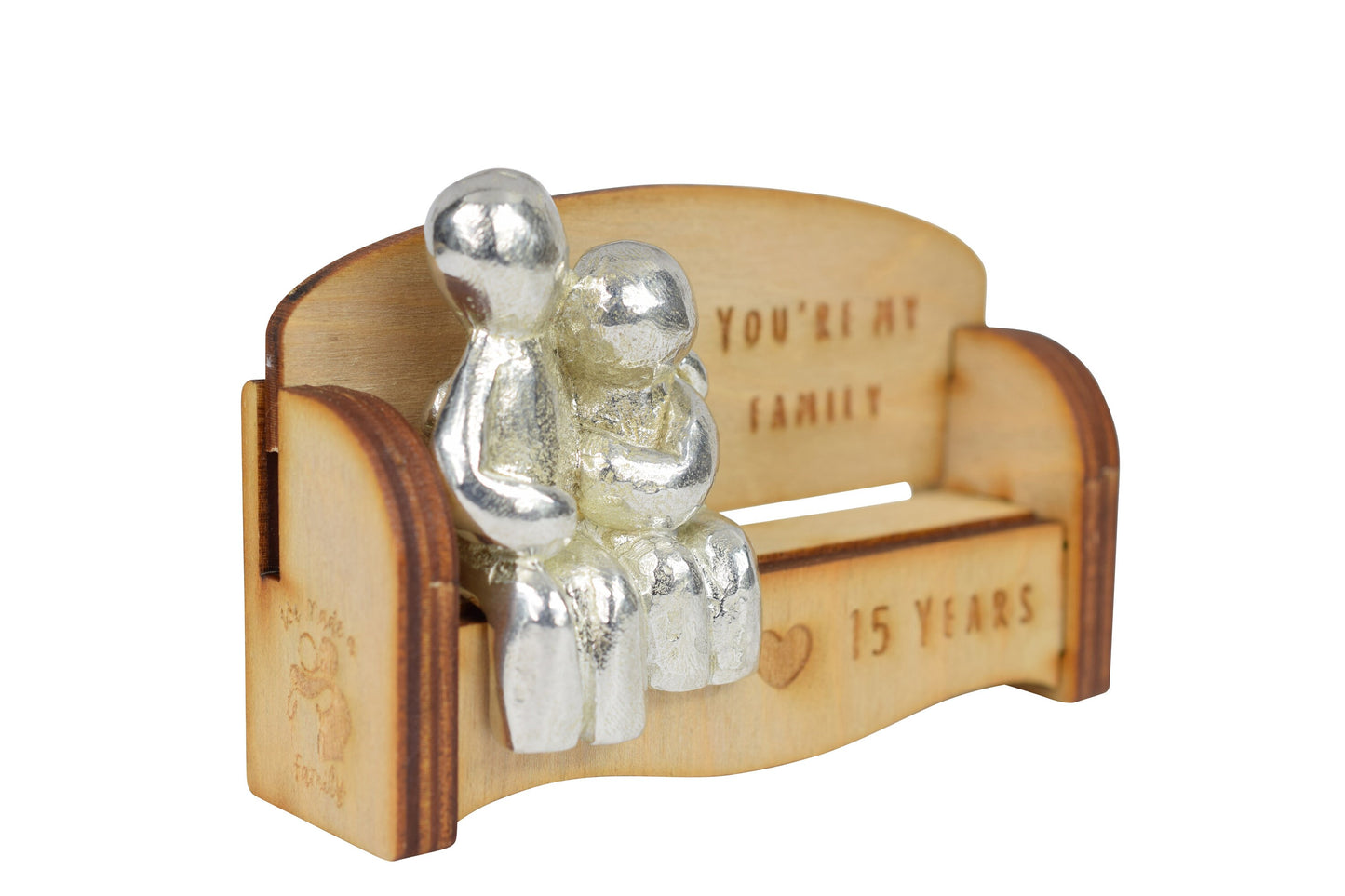 You're my family - 15 Years | Cuddling Couple on the Sofa | I Love You Gift | Wooden Sofa Bench | Part of the We Made a Family Range