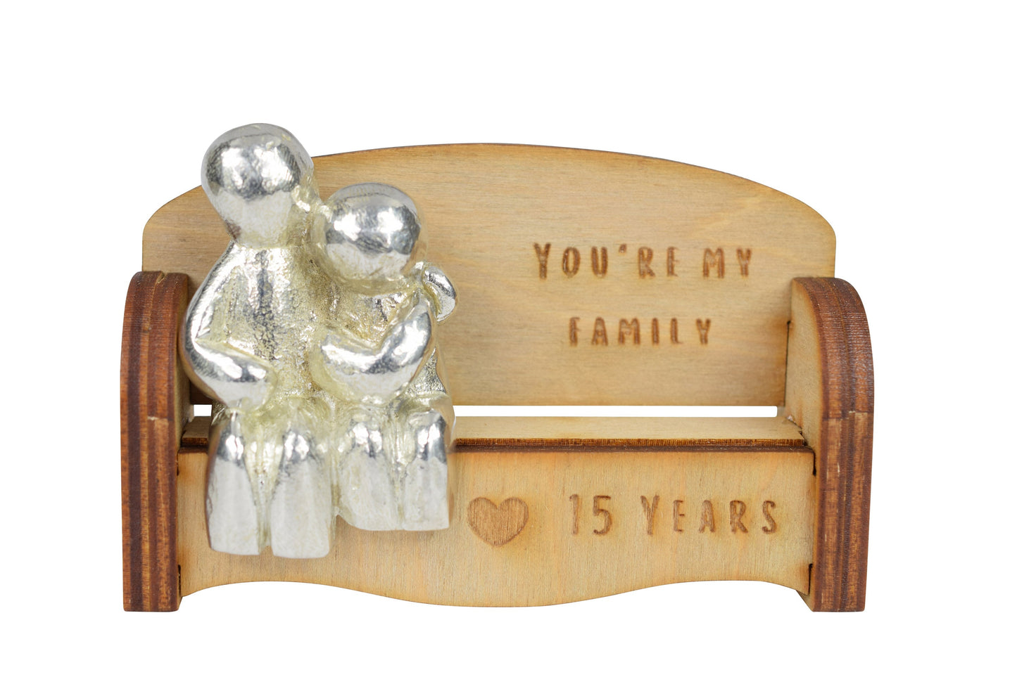 You're my family - 15 Years | Cuddling Couple on the Sofa | I Love You Gift | Wooden Sofa Bench | Part of the We Made a Family Range