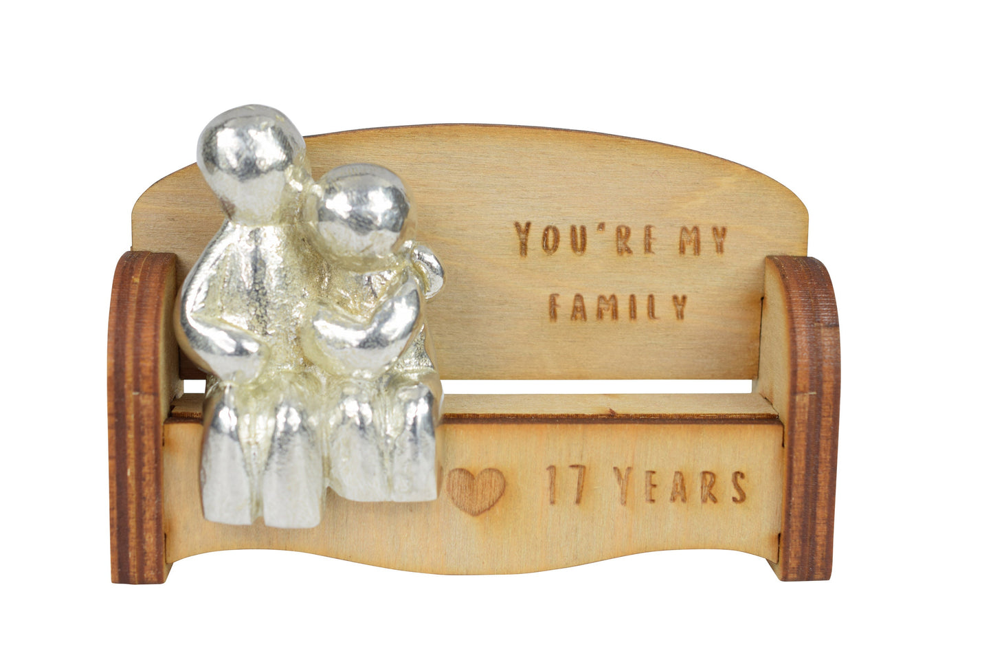 You're my family - 17 Years | Cuddling Couple on the Sofa | I Love You Gift | Wooden Sofa Bench | Part of the We Made a Family Range